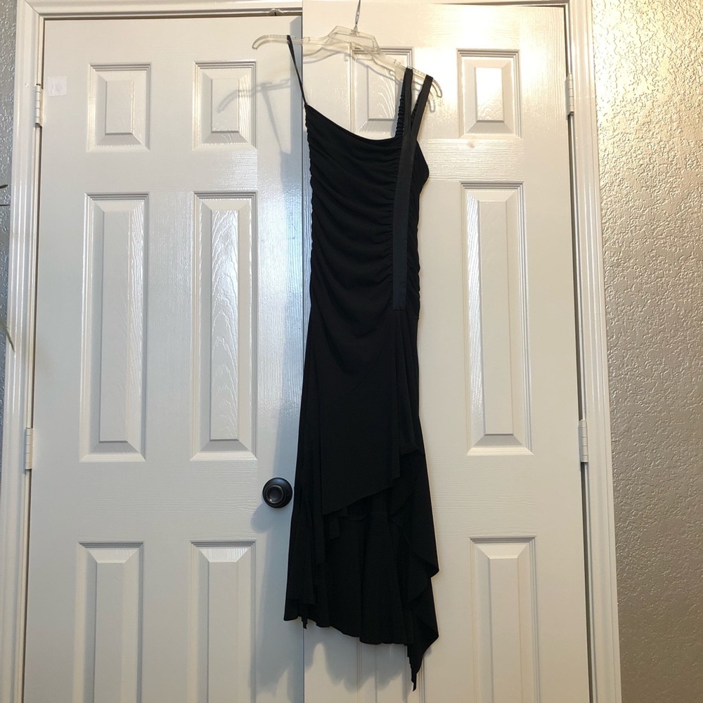Black one shoulder cocktail dress